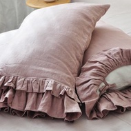 70 色單側雙荷葉邊麻枕套|自定義尺寸封面