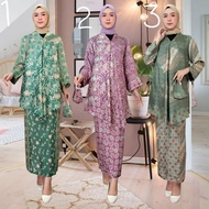 STELAN  BATIK WANITA KEBAYA MODERN Bahan VISCOUSE Premium / Semi Sutra Model Blouse A Rok Span Masker Motif