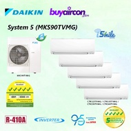 (R410A) Daikin System 5 Aircon - MKS90TVMG, iSmile Wifi, 5 Ticks, Free Installation for 25 Feet/Fan-coil