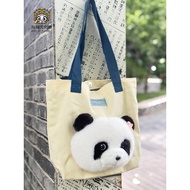 Chengdu Panda Flower Canvas Bag Large Capacity Shoulder Bag Commuter Tote Bag Student Campus Class B