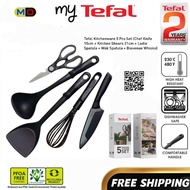 Tefal  5 PCS Kitchenware Set Utensils (Wok spatula + Ladle Spatula + Kitchen Shears 21cm + Chef Knif