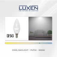 LUXEN LAMPU BOHLAM LED CANDLE 5W E14 / E27 PUTIH / WARM WHITE 3000K / NATURAL 4000K 5 WATT
