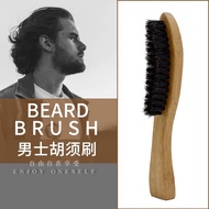 salon barber bamboo handle hair massage brush wild boar bristle comb retro oil head shape male god beard