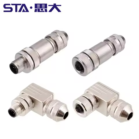 M12 Screw Termination Straight Angled Field Wireable Plug 2 3 4 5 6 8 Pins A B D Female PG7 PG9 Inst
