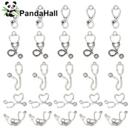 1Box 100Pcs 5 Style Tibetan Style Alloy Pendants & Pendant Rhinestone Settings Stethoscope Antique S