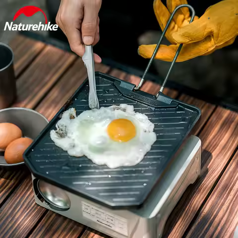 Naturehike Frying Pan Portable Outdoor Camping BBQ Non-stick Grill Pan Easy Clean Cassette Oven Fryi