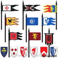 兼容樂高中世紀城堡騎士中古旗幟盾牌武器牌配件人仔軍事積木玩具