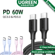 UGREEN USB C to USB C Charger Cable, 60W PD Fast Charging Cord, 3A Type C Cable Compatible with iPho