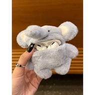 airpod pro 3 case airpod case Korean Style Plush Cute Blue Elephant Airpods 1/2 Generation Protectiv