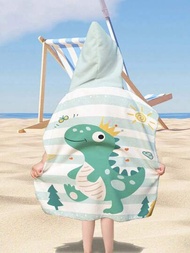 260GSM超細纖維兒童連帽浴巾斗篷經典印花元素系列中性款式（2種風格），超柔軟，吸水，防沙，輕便，適用於浴室，沙灘，海洋活動，有2種尺寸可選1件