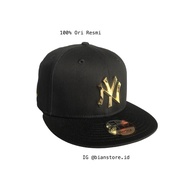 Topi New Era 9Fifty New York Yankees Metal Black/Gold Snapback Cap 100% Original Official