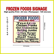 ◪ ▧ ▤ Frozen Food Signage Laminated
