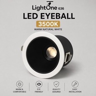LiteOne 3500K Led Eyeball Anti Glare Eyeball 7W Recessed Spotlight Eyeball COB Downlight Spot Light 