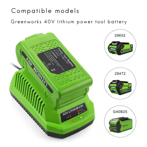 40V Lithium Battery Charger for GreenWorks 29482 G-MAX 40V Li-Ion Battery 29472 29482 29652 G40825 E