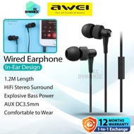 Awei ES-390i Gaming Wired Earphone Stereo Sound Headphone In-Ear Earphone 1.2M Length Awei ES390 Awe