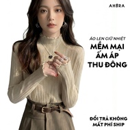 Women's Thermal Sweater Knitted Turtleneck Soft Wavy Hem Slim Fit Autumn Winter Wool AHBRA AW06