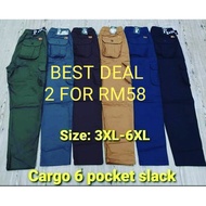 🔥Hot sale🔥[6𝐗𝐋-3XL] (H&M) Cargo 6pocket seluar plus size unisex  Regular -Fit Cargo pants 6 Pockets 