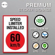 Speed Limiter Installed Sticker 60km/h | Vehicle Safety Signage | Truck Van Lorry Decal Waterproof S