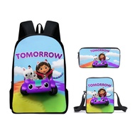 New Gabby's Dollhouse Gabby's Dollhouse School Bag Student Backpack Shoulder Pencil Bag Three-piece Set