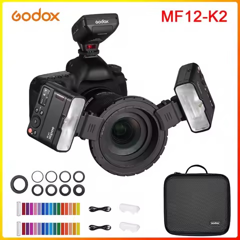 Godox MF12 K2 Macro Flash Speedlite 2.4G Wireless Control TTL/M Mode Built-in Lithium Battery for Ni