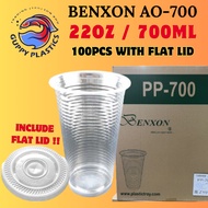 BENXON AO700 100PCS WITH LID / PP CUP 22OZ / CAWAN PLASTIK 22OZ 700ML / BENXON PP CUP