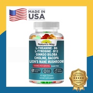 Nature's Way Complex Gummies L-Theanine, B6, B12, L-tyrosine 1000mg Sustained Focus, Relax Nerve