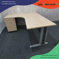 5 X 5 L Shape Office Table with 2D1F Pedestal + J Shape Metal Leg - Home And Office System -TL Serie