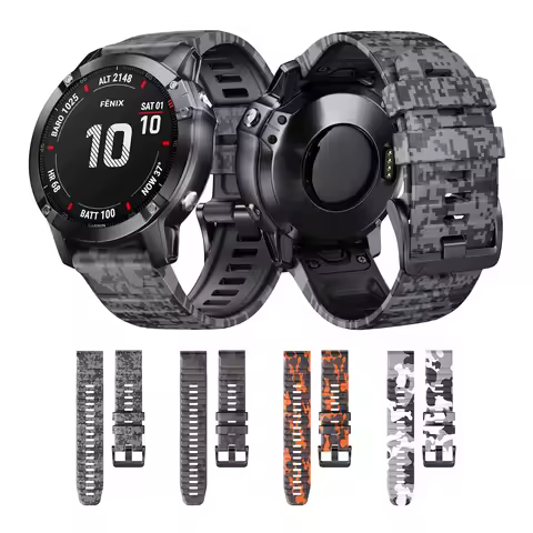QuickFit 22mm 26mm Sports Camouflage Silicone Strap For Garmin Fenix 6X 7X Pro Band For Fenix 6Pro 5