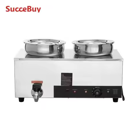 SucceBuy Electric Soup Warmer with 2/3/4*7.4Qt Food Kettle Warmer Stainless Steel Cooking Pot Heat R