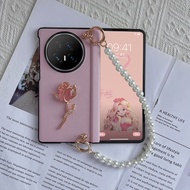 Beautiful 3D Rose Case Cover for Honor Magic V5 V3 Fold with Strap Shockproof Full-Body Protection S