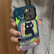 Tv Cat Apple Suitable for iPhone16/15promax/13pro Phone Case 11/13/12 Anti-dust Shock-resistant xr/x