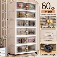 Flip Cover Design 60cm Foldable Cabinet Drawer Magnetic Door Stackable Storage Box Home Organizer St