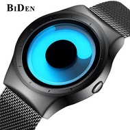 BIDEN Brand Luxury Mens Watches Unique Design Dial Men Quartz Sports Watch Men Fashion Steel Mesh Strap Waterproof Watch