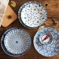日式和風陶瓷盤手繪風創意盤子家用菜盤圓盤飯盤湯盤早餐盤骨碟子