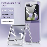 For Samsung Galaxy Z Flip 7 Case Integrated Transparent Soft Case With Tempered Glass Flim For Samsu