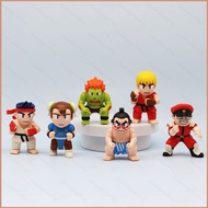 HJ4 6pcs SF Street Fighter Action Figure Q Version RYU KEN CHUN LI HONDA BLANKA Vega Model Dolls Toy