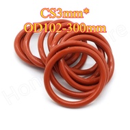 Red silicone O-ring sealing ring CS3mm*OD102-300mm waterproof ring high temperature resistant sealin