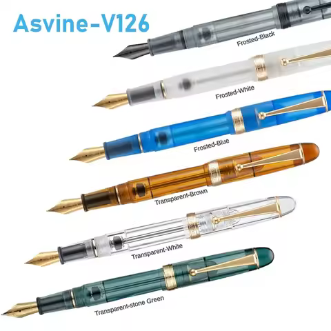 Asvine V126 Acrylic Fountain Pens Luxury Elegant Transparent / Matte M/F Nib Calligraphy Pens Office