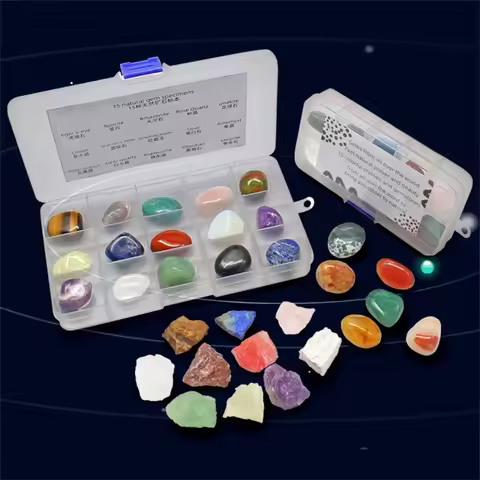 Natural Raw Stone Crystal Specimen Box Irregular Quartz Spiritual Healing Ornament Children Teaching