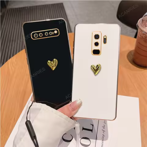 3D Gold Heart Plating Silicone Soft Case For Samsung Galaxy S10 Lite S9 Plus S8 Cover On S 10 9 8 S1