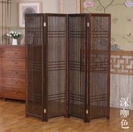 ONE - 實木隔斷移動折屏復古實木折疊屏風【款式一（深咖色）】