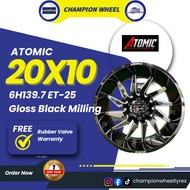 *BRAND NEW* ATOMIC OFFROAD WHEELS BLACK MILING 20x10 6H139.7 Sport Rim for 4x4 with (4pcs)