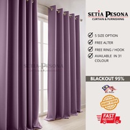 B13 Ready Made Curtain100%Blackout Siap Jahit Langsir (Free Hook/Ring)Langsir RAYA Kain Tebal 100%Po