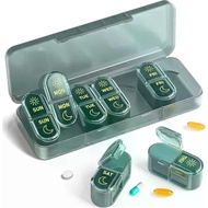 7 Day AM/PM Pill Organizer, 2x/Day Weekly Pill Box, Sealed Portable Medicine Case