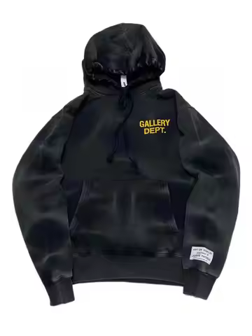 Gallery Dept Basic Letter Print Water Ripple Hoodie Washed Hooded Sweater