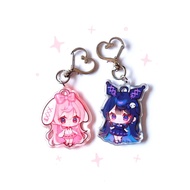 Handmade heart Acrylic Keychain Matching Bestie Cute Bunny Girl Glitter Charm Accessories Jewelr
