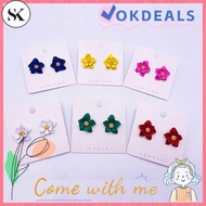 SK Sweet Flower Pendant Aesthetic jewelry Spray Paint Jewelry Stud Earrings Iron New Trend womens je