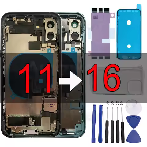 For iPhone 11 Like 16 DIY Housing With Parts Back Cover With Middle frame Chassis Battery Case 11 Co