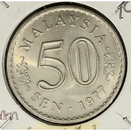 ( Syiling ) 50 Sen 1977 ( UNC ) Malaysia Parliament House