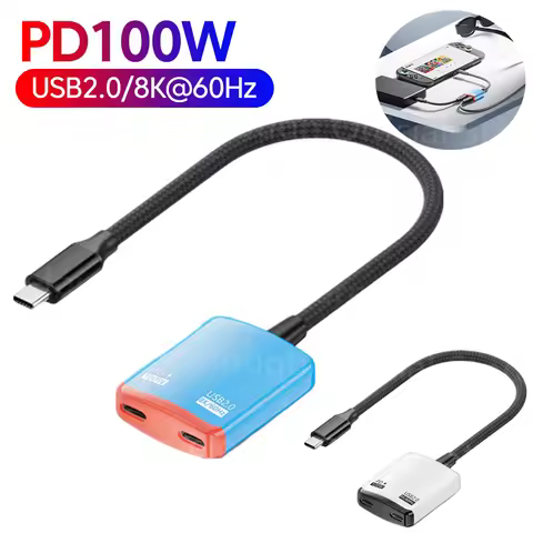 HUB USB 2.0 PD100W USB C HUB For Hagibis Switch 2 Video Capture Card TV Dock 8K@60Hz Converter For i